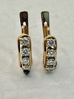 Rose And White 585 K Gold Natural Diamond Earrings