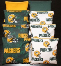 CORNHOLE BEAN BAGS made w GREEN BAY PACKERS fabric logo bags NEW 