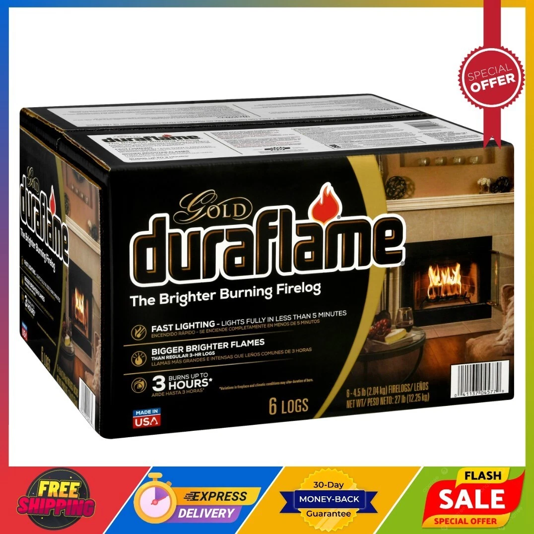 Duraflame Fire Logs 6 Pack - 4.5lb Bright Burning 3 Hour Burn Time Fast  Lighting | eBay
