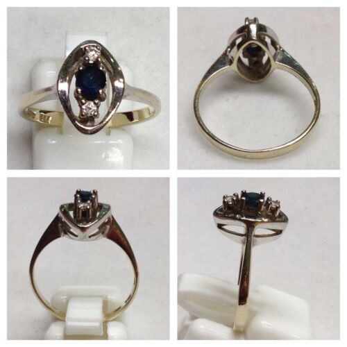 Stravagante anello in oro bianco 585 zaffiro oro brillante anello zaffiro  - Foto 1 di 1