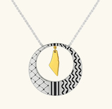 Palestine Map Necklace Keffiyeh Pendant 18K Gold Plated 18in Islamic Jewelry