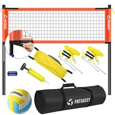 Pro Portable Volleyball Net Set System-Portable Volleyball Set for Backyard 32ft
