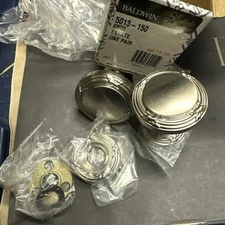 NEW Baldwin 5013-150 Knob Estate One Pair  Satin Nickel W Rosette Set