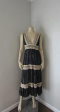JESSICA TAYLOR Black Cottagecore OS Midi Sleeveless Lace Vintage Dress