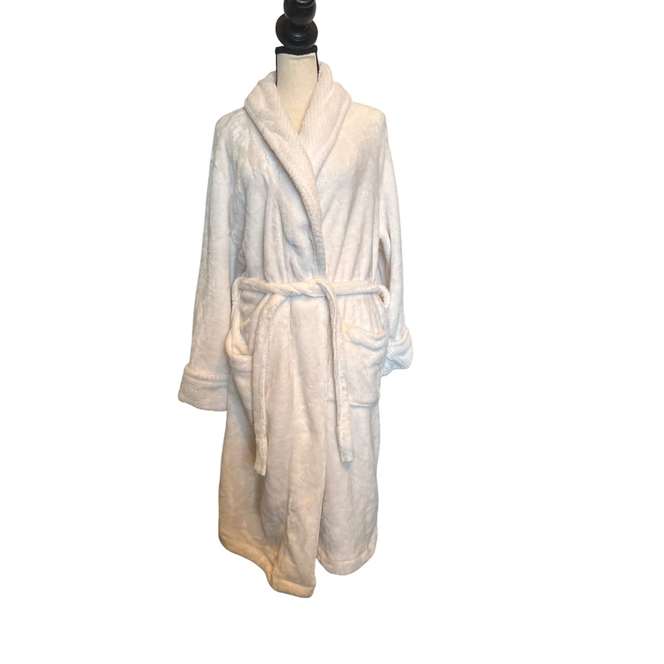 Bata de felpa Sonoma Life Style Intimates XL de piel sintética spa ropa para dormir crema Foto 3 de 4