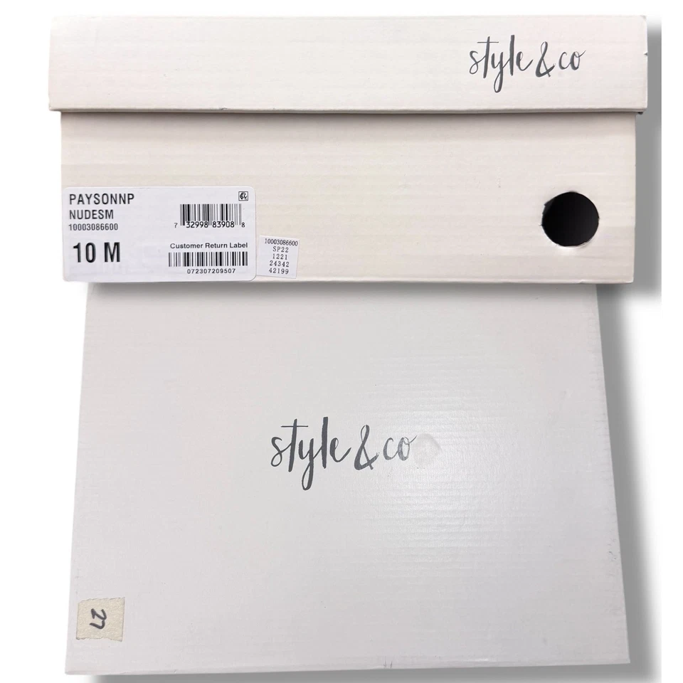 NIB Style Co PAYSONN Nude Strappy Block Heel Zipper Sandals Shoes 10M - Image 4 of 4