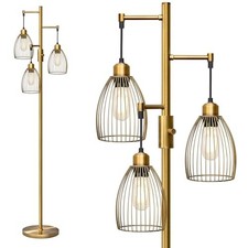 Dimmable Floor Lamp, Industrial Floor Lamps for Living Antique Brass-70 inches