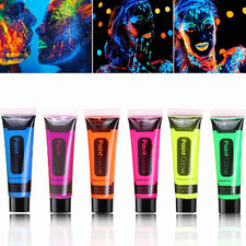 6 Pcs Glow in the Dark Face Body Paint,Blacklight Neon Face Body Paints