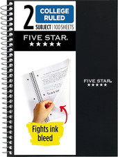 Small Spiral Notebook, 2 Subject, College Ruled Paper, 9-1/2" X 6", 100 Sheets,