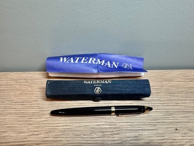 Waterman Hemisphere Vintage Rollerball Pen Black Gold France w/ Case Works