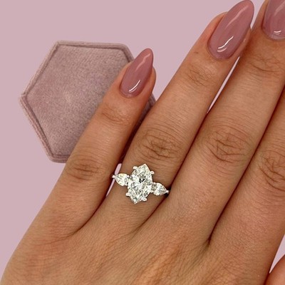 950 Platin Damen Ring Lab Grown IGI-zertifiziert Marquise Cut Diamant 2,5 Karat