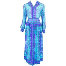EMILIO PUCCI 1970s Silk Print Blouse Skirt Ensemble