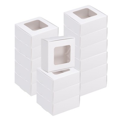 16Pcs Kraft Soap Boxes 2.6'' x 2.6'' x 1.2'' Mini Kraft Treat Boxes White