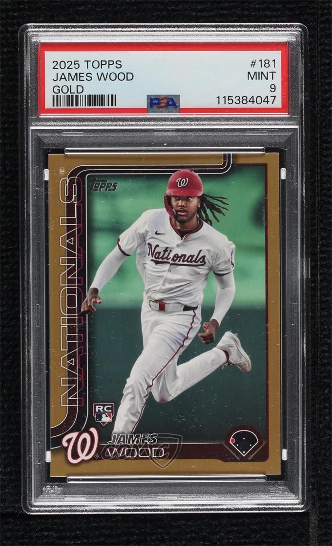 2025 Topps Series 1 Gold 492/2025 James Wood #181 PSA 9 MINT Rookie RC 05ns