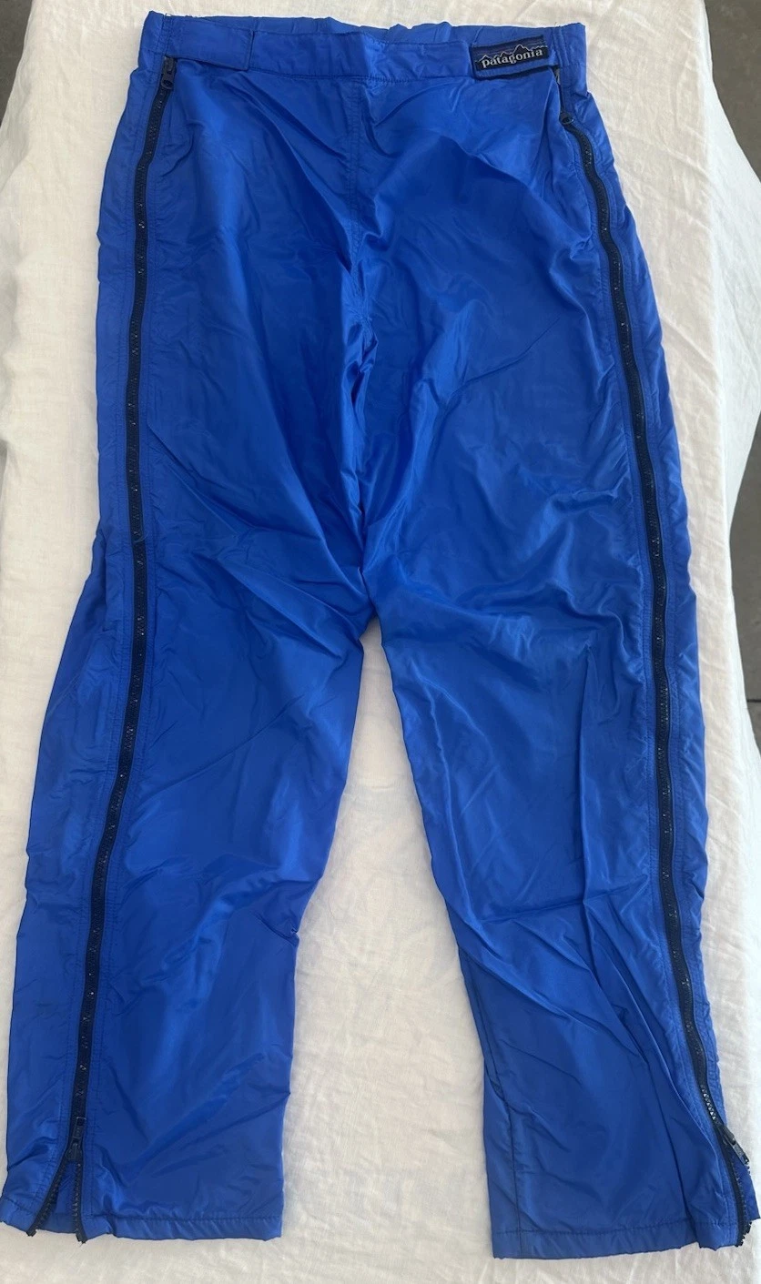 VTG 80s Patagonia Full Side Zip Pants Blue Polypropylene Pile Fleece Lined USA