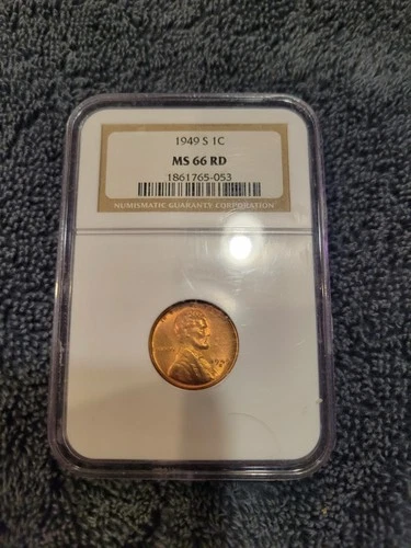 1949-S Lincoln Wheat Cent Graded NGC (old holder) MS 66 RD