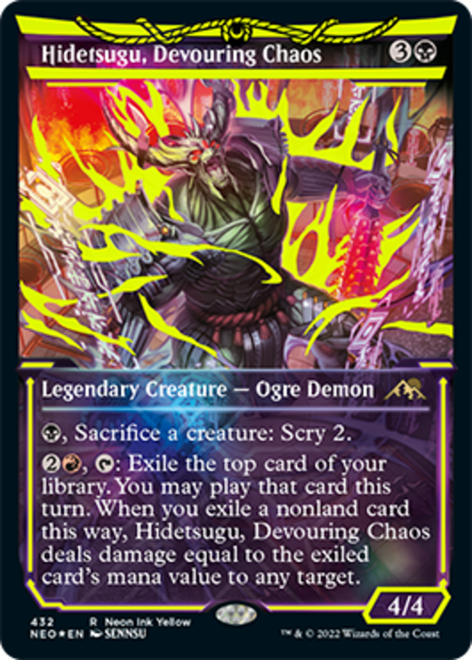 x1 Hidetsugu, Devouring Chaos - Foil - Showcase - Neon Ink Yellow