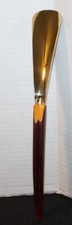 Vintage Goldtone Metal Shoe Horn with Faux Antler Horn Celluloid Handle