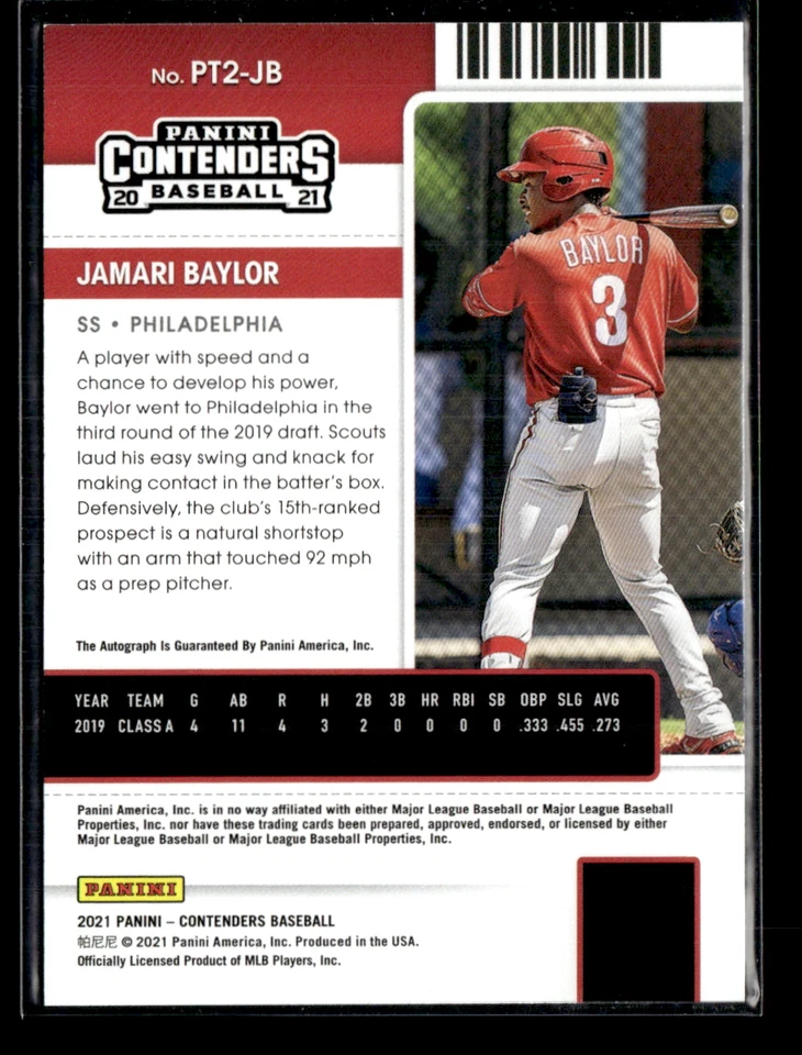 Jamari Baylor 2021 Contenders Prospect Ticket Auto - Image 2 of 2