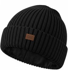 Merino Wool Beanie Hat for Men Women - Thermal Knitted Winter Hat for Large Head