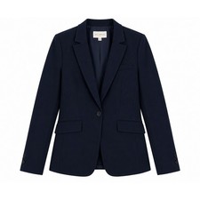 Skies Are Blue Womens Navy Blue Single Button Blazer Jacket XS NWT