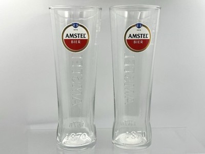 2x Amstel Bier Lager Gläser Pint Gläser 21,5 cm (Neu)