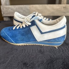 Vintage Pony Racer Trademark Blue Suede Chevron Track Shoes Sears Size 6
