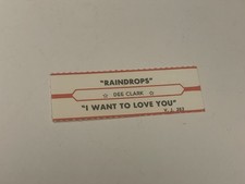 Jukebox Title Strip Dee Clark Raindrops I Want To Love Boy Vee Jay VJ