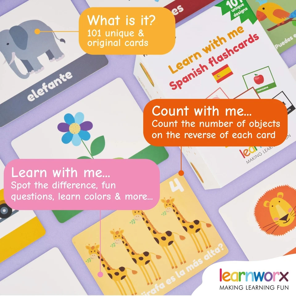 Tarjetas Flash Españolas para Niños y Niños Pequeños - 101 Tarjetas - 202 Lados - Aprende con... Foto 4 de 4