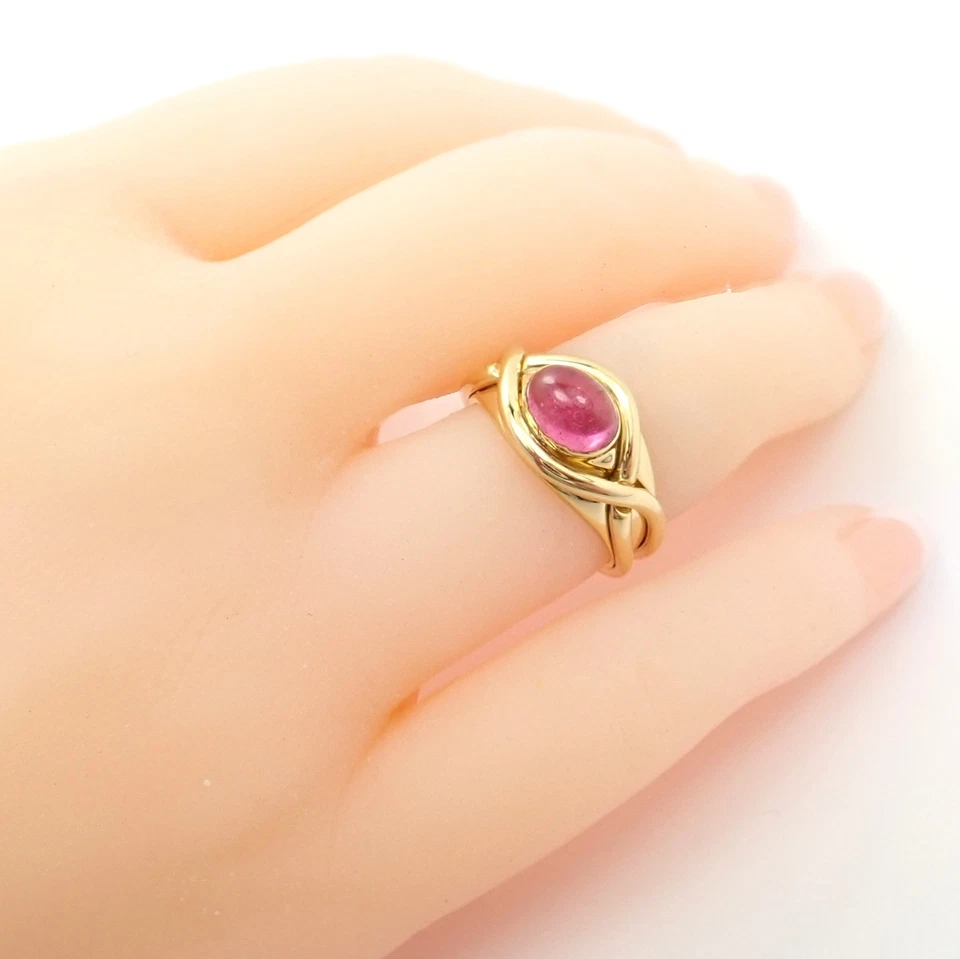 ¡Raro! Auténtico Anillo Tiffany & Co Oro Amarillo 18k Turmalina Rosa Cabujón Banda Foto 4 de 4
