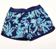Lands End 5" Swim Shorts Cover Up Built in Brief navy green tropical PETITE 6
