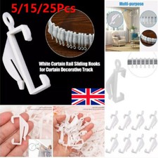 Image of Curtain DecoRail Track Gliders Pack of 5-25 White Plastic Sliding Hook UK