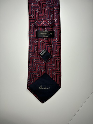CORNELIANI Italy Tie Red Geometric Necktie Men’s 100% Silk Tie 61” LONG - 第 6/7 張圖片