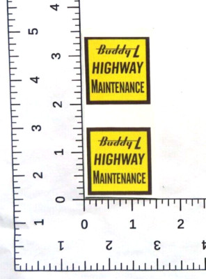 water slide decal set for Buddy L Highway Maintenance truck W/TRACKING