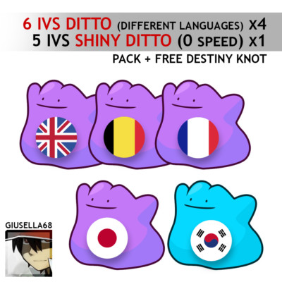 Pokemon Sword & Shield - DITTO PACK (6 IVS + 5 IVS with 0 speed, different lang)