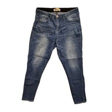 Democracy Ab Technology Skinny Ankle Mid Jeans Raw Hem Stretch Med Blue Denim 8