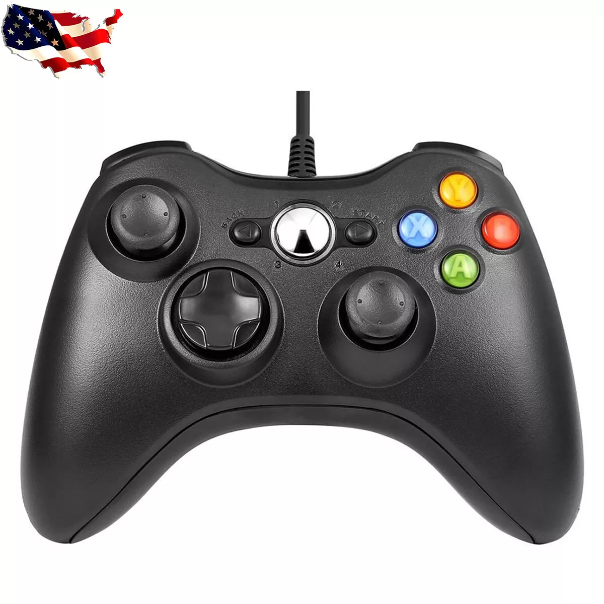 Black USB Wired Xbox 360 Controller Game Pad For Microsoft Xbox