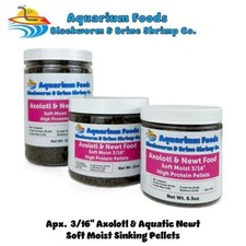 Axolotl 3/16" Soft Moist Sinking Pellets. Aquatic Newts, Shrimp, Tropicals. JAR