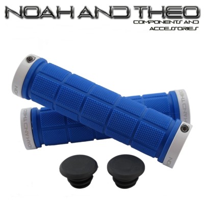 Noah and Theo Doppelverriegelung Mountainbike Fahrrad Lenkergriffe BLAU WEISS
