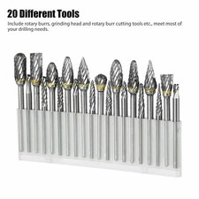 20PCS 1/8" Shank Tungsten Carbide Rotary Drill Bits Burr Die Grinder Carving Set