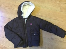 Girl s OLD NAVY Puffer Fleece Coat Jacket Fur Hood Brown Size S