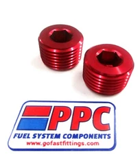 Pipe Plugs 1/2" NPT Aluminum w/recessed allan head 2pcs  Red Anodized Aluminum