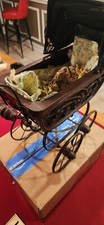 Vintage Baby Carriage Doll Buggy/Pram Victorian Wood/Metal 1950 