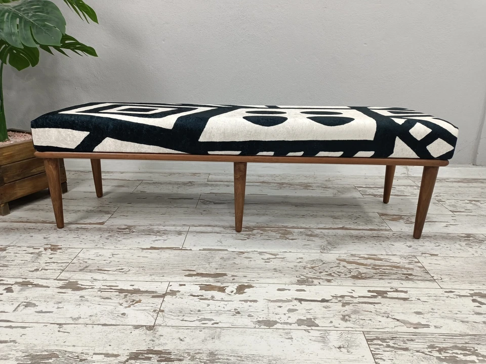 Upholstered ottoman bench, Dining bench, Bedroom Bench, Long bench, Porch bench - Image 2 of 4