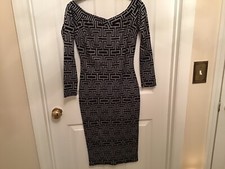 Fashion Nova Geometric Bobycon Dress M Blk/Gray