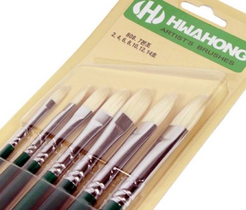 HWAHONG Artist Oil Acrylic Paint Brush Filbert Flat Brush 808 1Set (7ea Brushes)