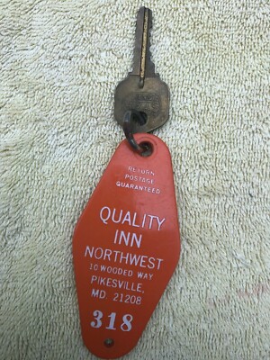 Quality Inn Motel Room # 318 Key Fob w/ Key from Pikesville, Maryland
