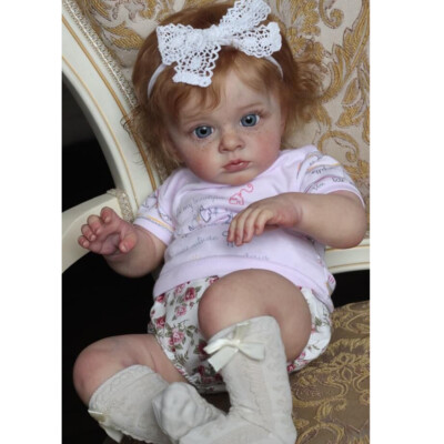 24in Lifelike Reborn Baby Doll Vinyl Toddler Girl Rooted Hair Handmade Kids GIFT