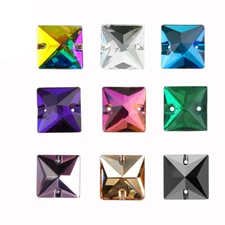 Square colorful Sew On Stone Crystal Glass Rhinestones Sewing On For Jewellery