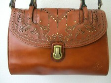 Patricia Nash Stintino Tan Laser-cut Leather Satchel Purse - Nwt